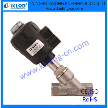 pneumatic control angle seat valve,for air, water, gas, steam,oil, plastic actuator (KLJZF series)
